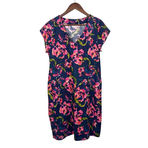 FOIL New Zealand 100% Linen Navy Floral Dress - Picture 1 of 8